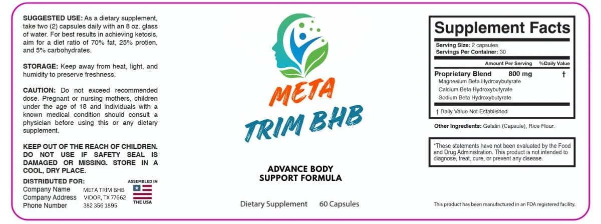 MetaTrim BHB Product Label